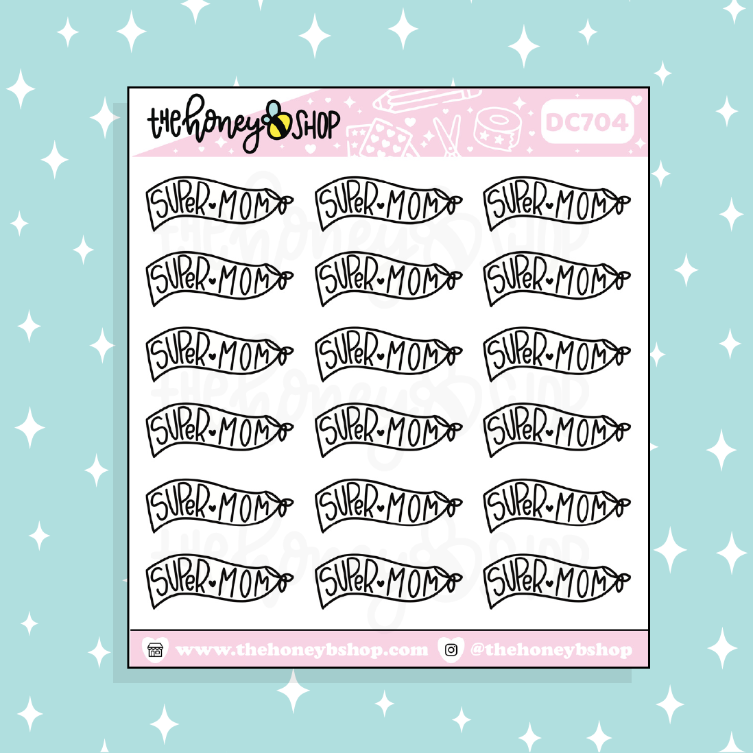 Doodle de letras de súper mamá Pegatina