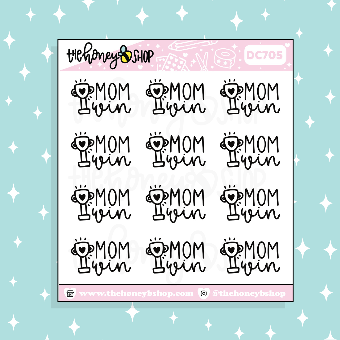 Doodle de letras de mamá gana Pegatina