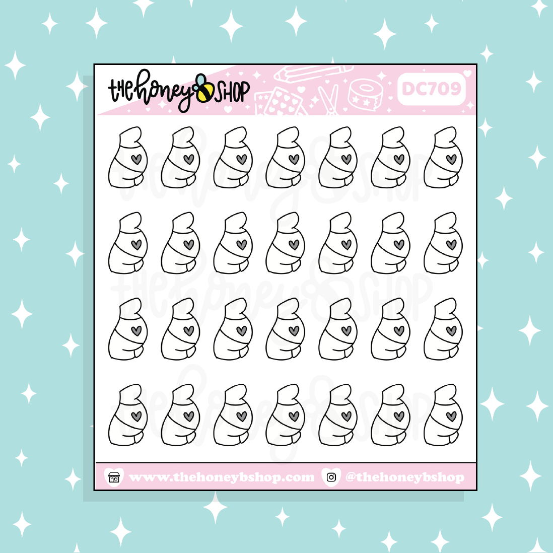 Baby Bump Pregnancy Doodle Sticker