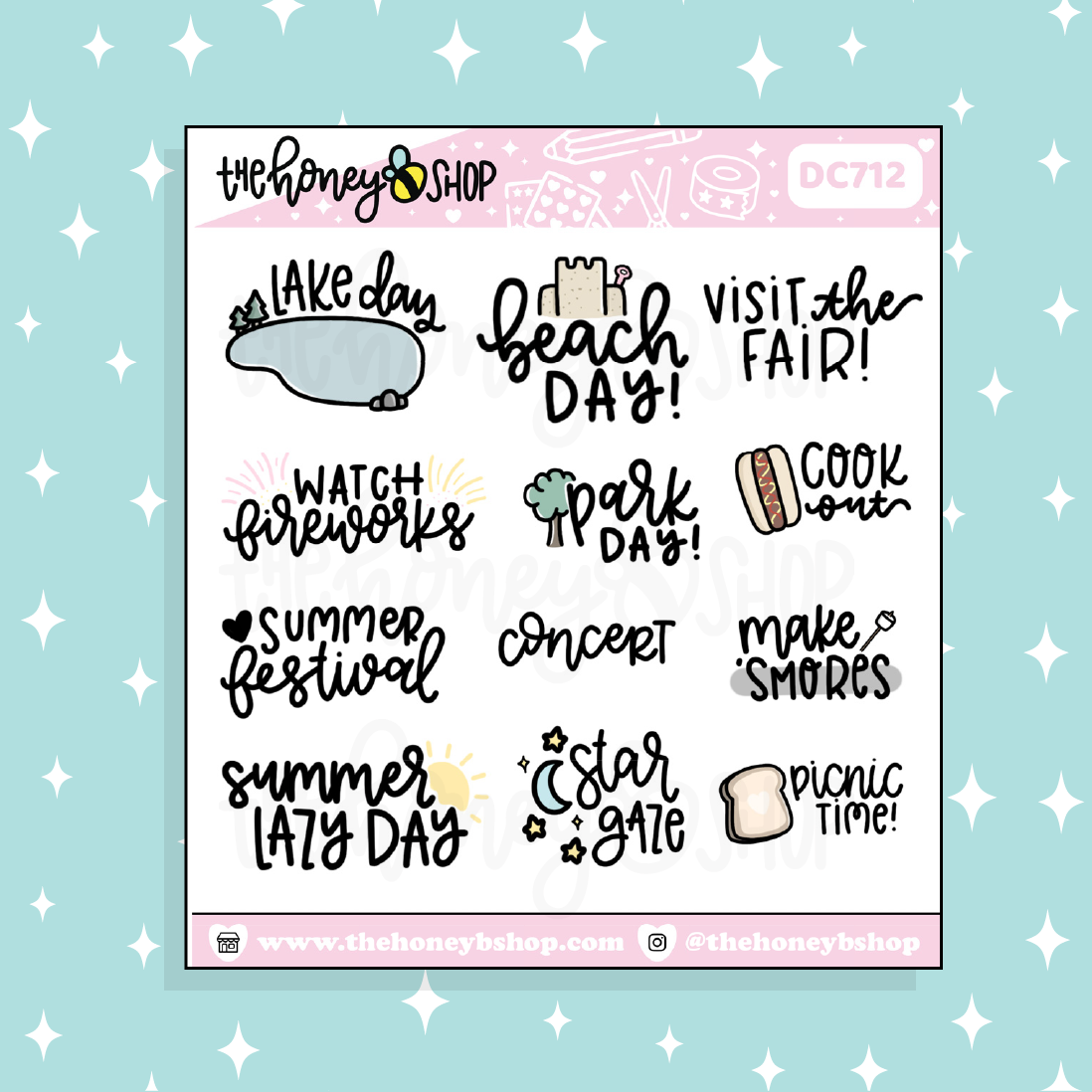 Summer Bucket List Doodle Sticker
