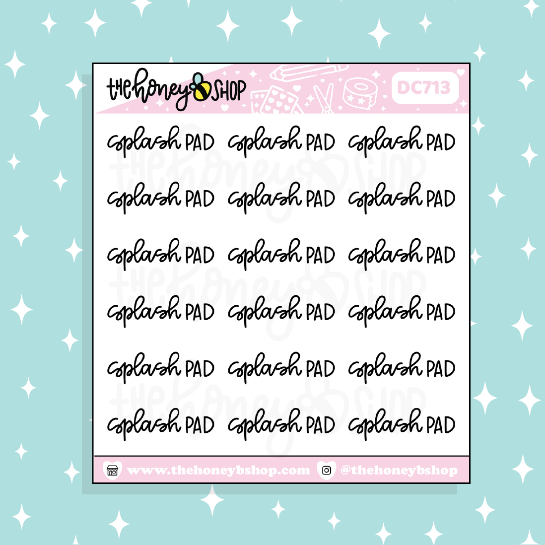 Splash Pad Lettering Doodle Sticker