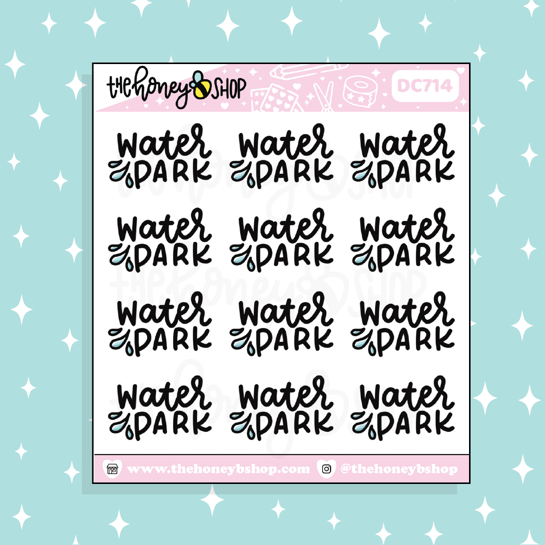 Water Park Lettering Doodle Sticker
