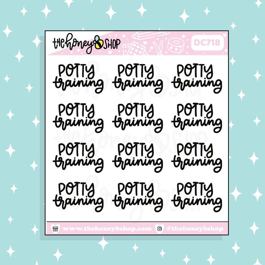 Doodle de letras de entrenamiento para ir al baño Pegatina