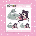 Cherry Mermaid Babe Doodle Sticker | Choose your Skin Tone!