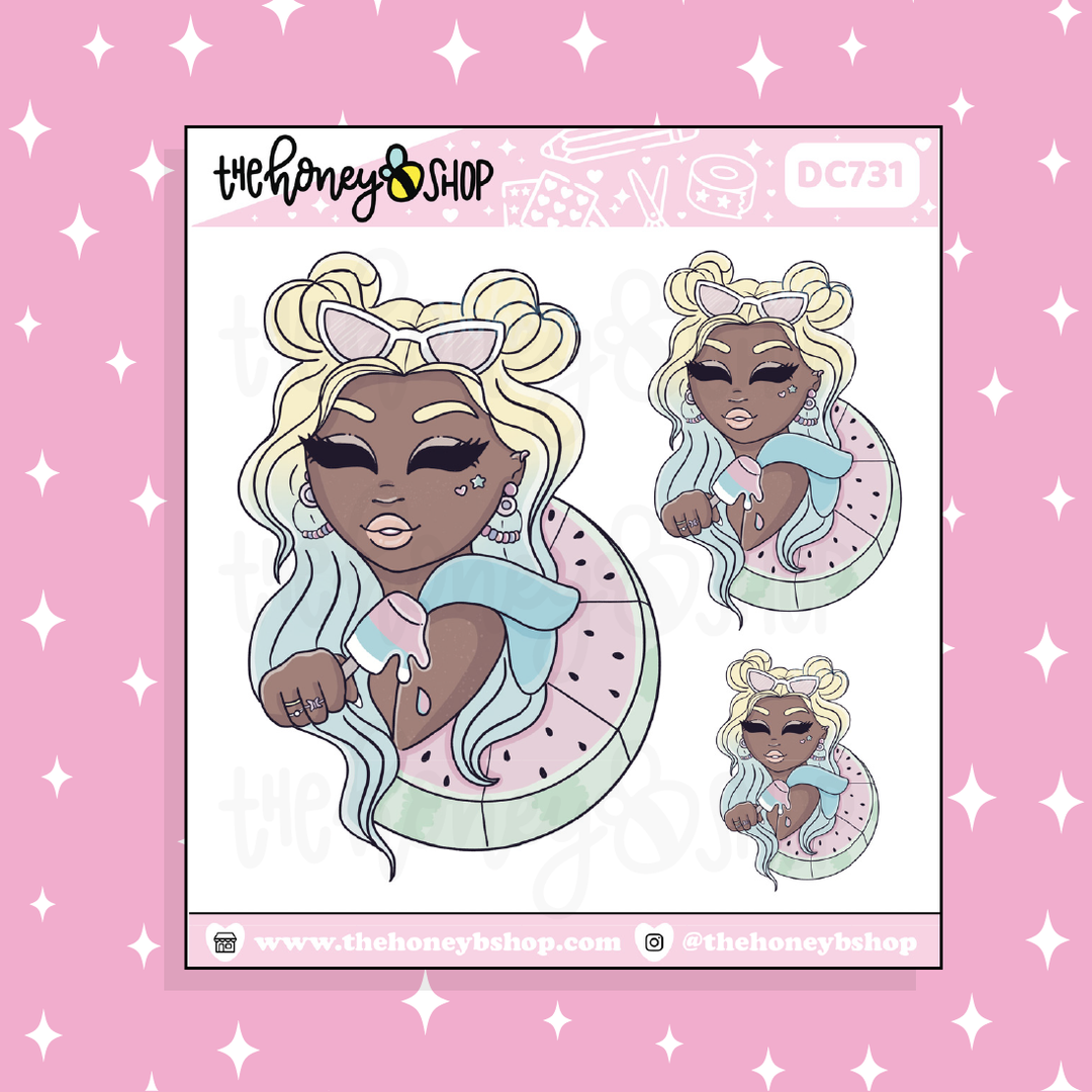 Summer Lovin' Babe Doodle Sticker | Choose your Skin Tone!