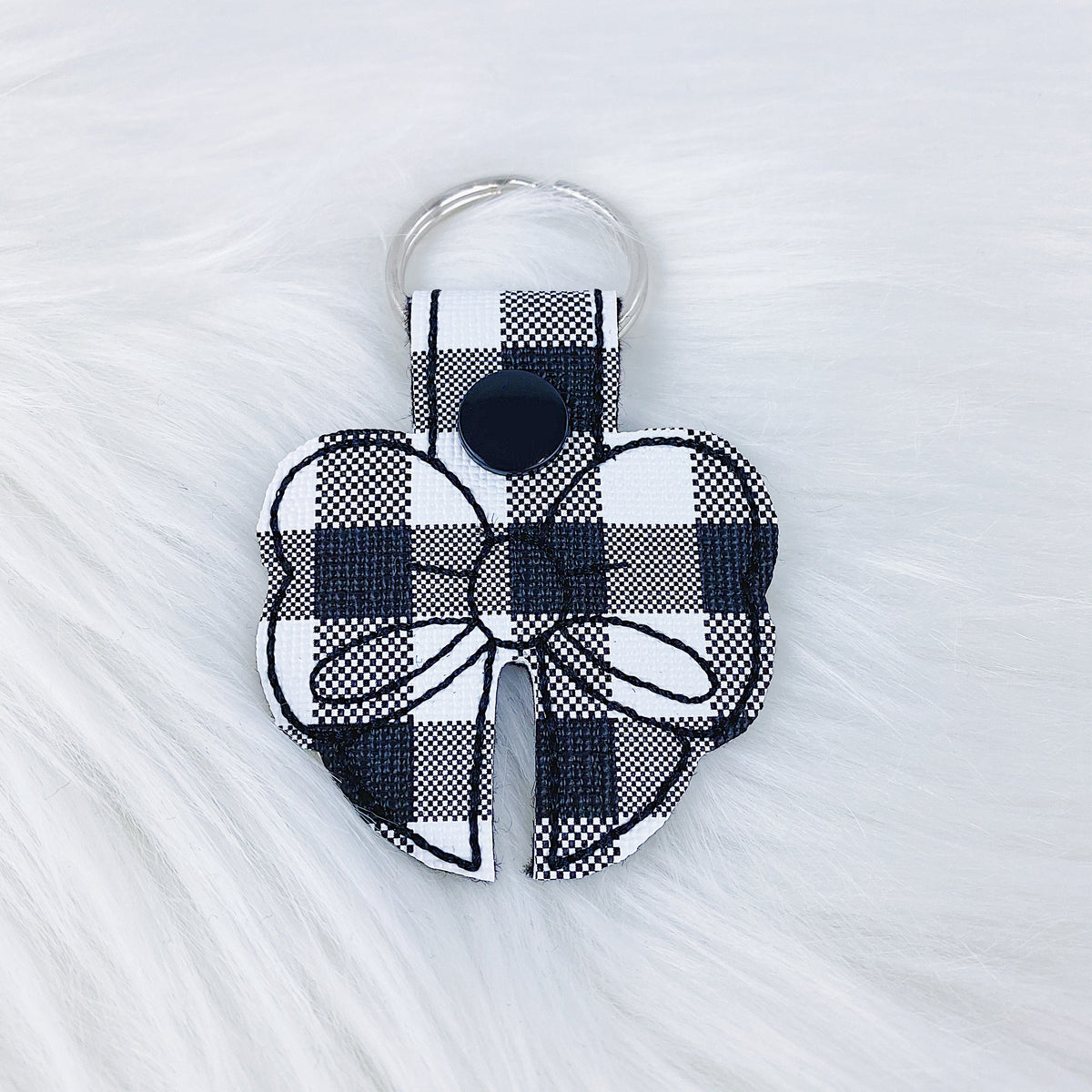 White Buffalo Plaid Bow Feltie Snap-Tab Charm
