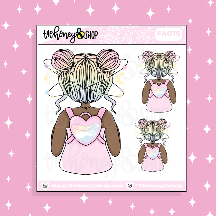 Mochila Pastel Babe Doodle Pegatina ? ¡Elige tu tono de piel!