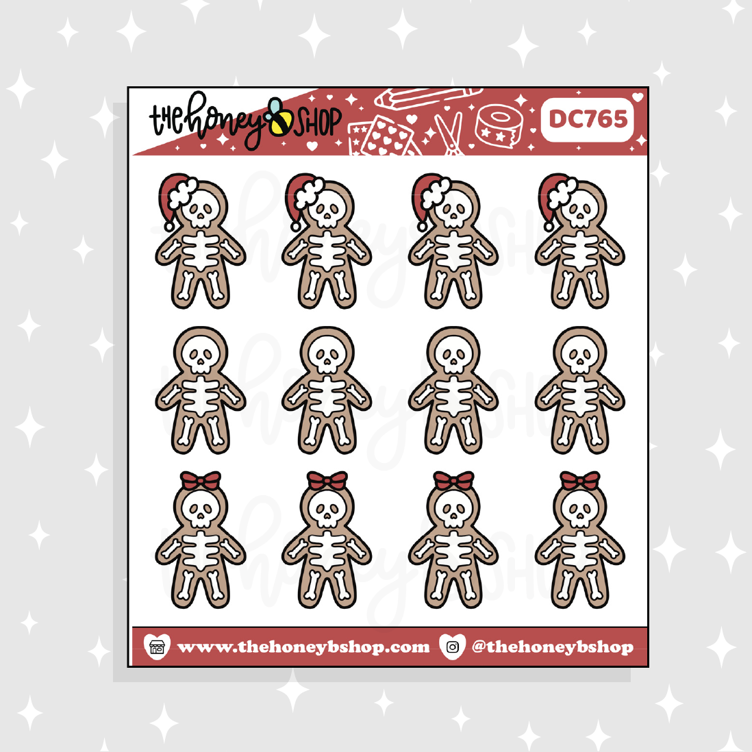Doodle de gente de pan de jengibre Skele Pegatina