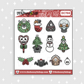 Doodle decorativo navideño espeluznante tradicional Pegatina