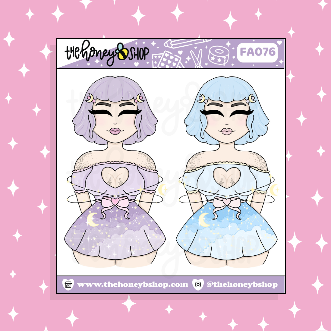 Pastel Dreams Babe Doodle Sticker | Choose your Skin Tone!