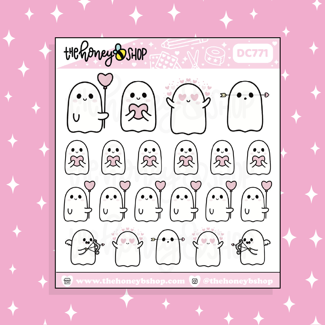Ghostie Valentine's Day Sampler Doodle Sticker