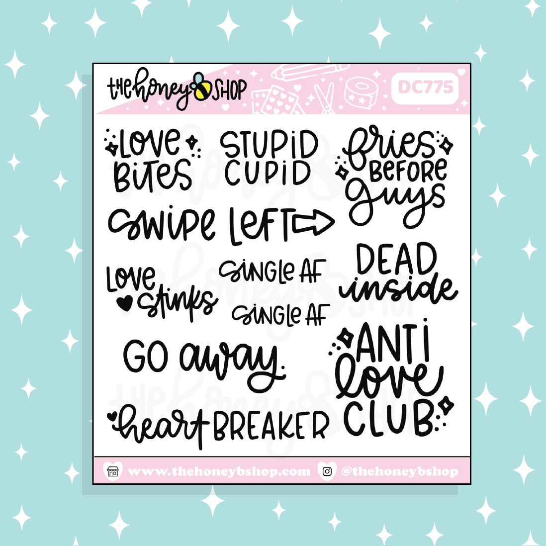 Anti-Love Lettering Doodle Sticker