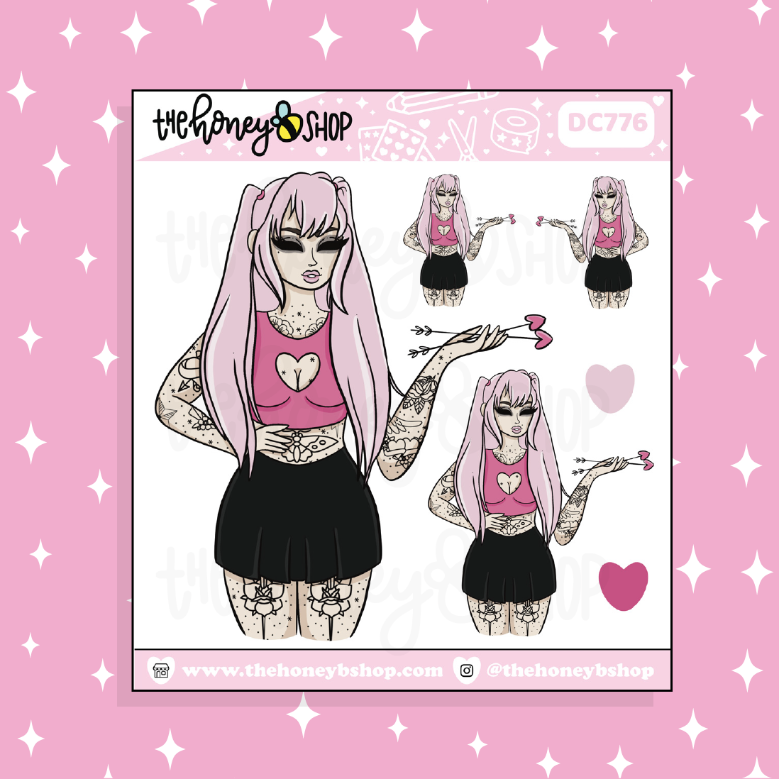 Stupid Cupid Babe Doodle Sticker | Choose your Skin Tone!
