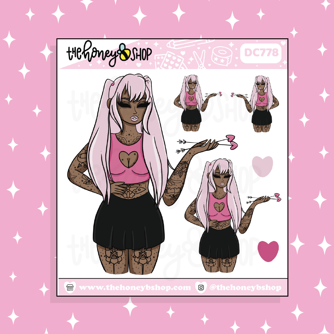 Stupid Cupid Babe Doodle Sticker | Choose your Skin Tone!