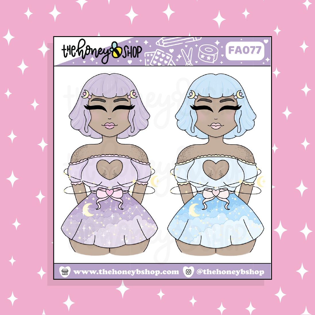 Pastel Dreams Babe Doodle Sticker | Choose your Skin Tone!