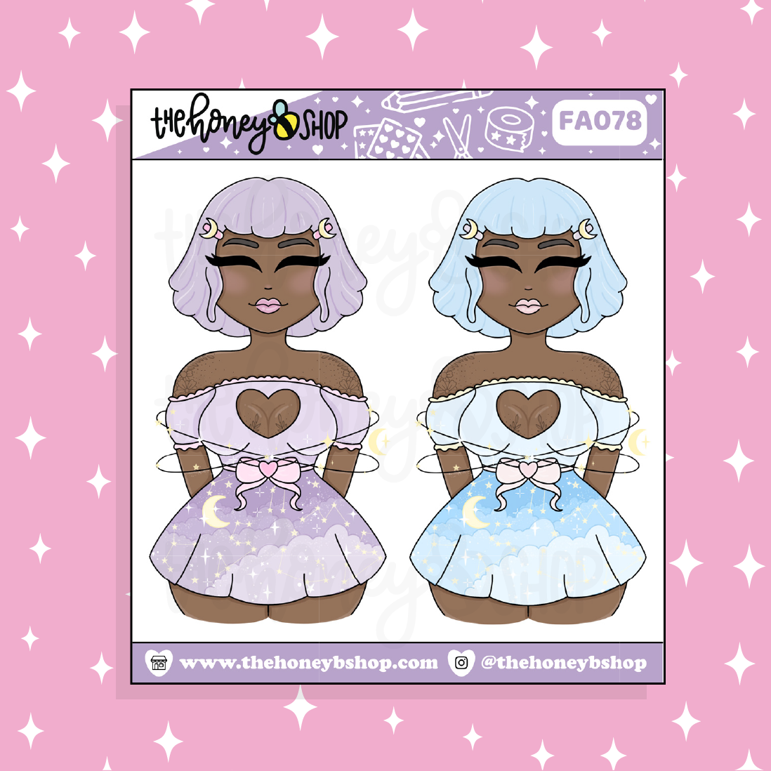 Pastel Dreams Babe Doodle Sticker | Choose your Skin Tone!