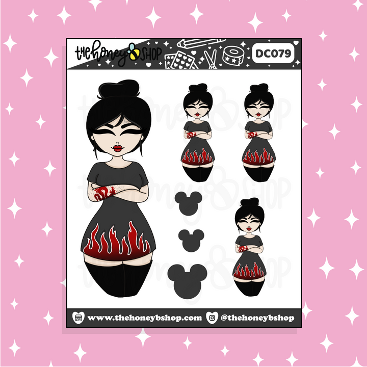 Tattooed Mulan Babe Doodle Sticker | Choose your Skin Tone!