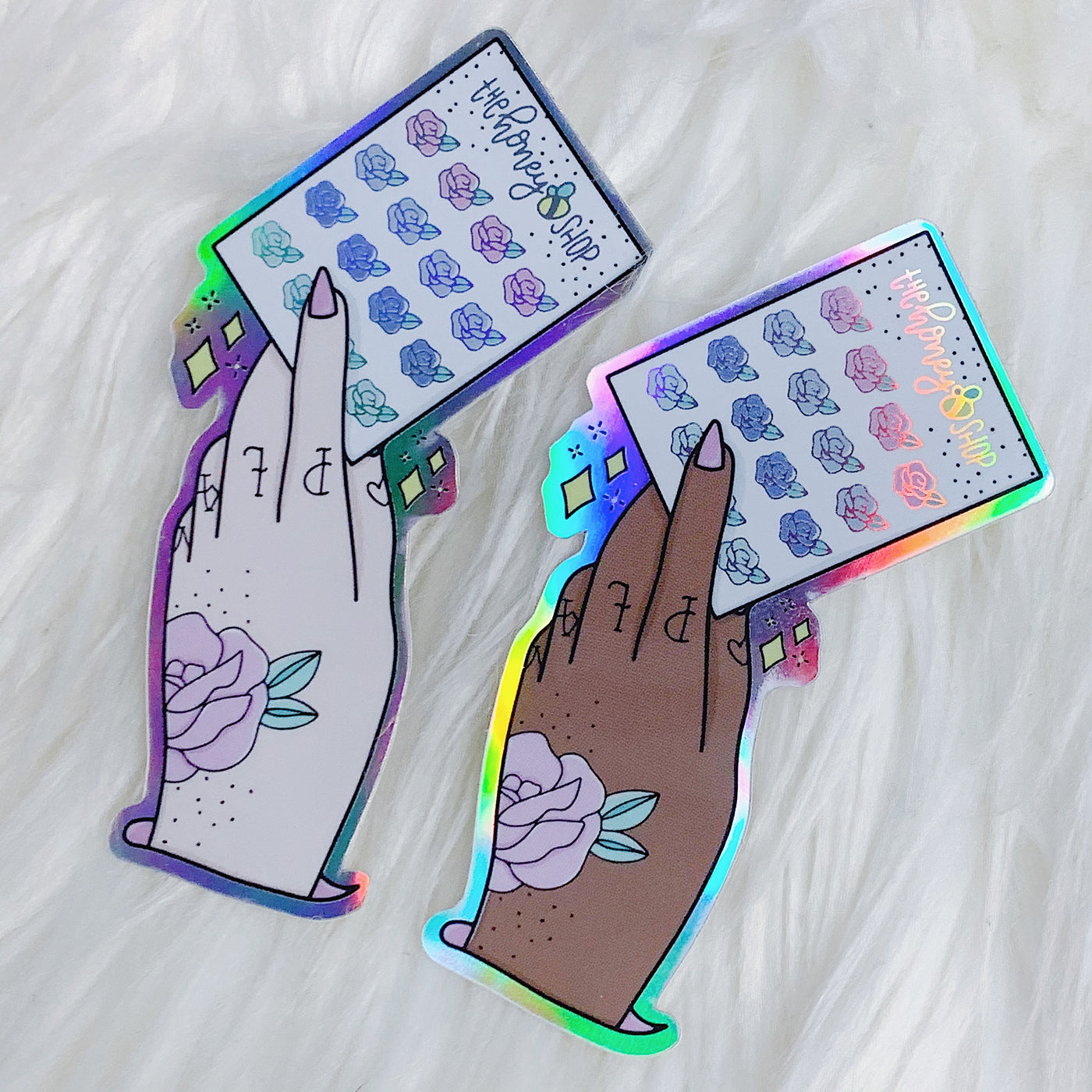 Planner Hand Vinyl Die Cut | Holographic Foiled | Choose your Skin Tone!