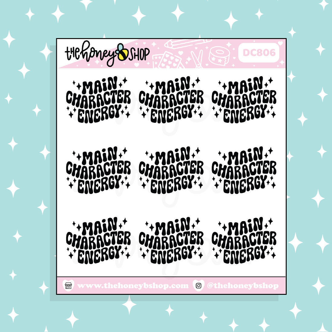 Main Character Energy Lettering Doodle Sticker