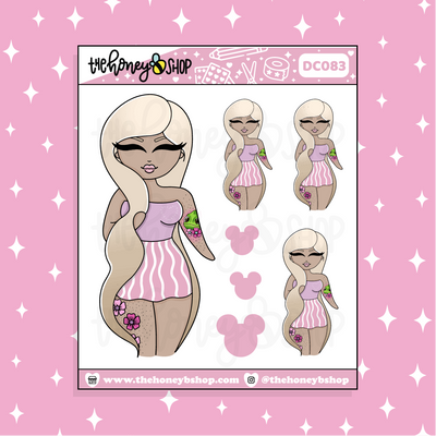 Tattooed Rapunzel Babe Doodle Sticker | Choose your Skin Tone!