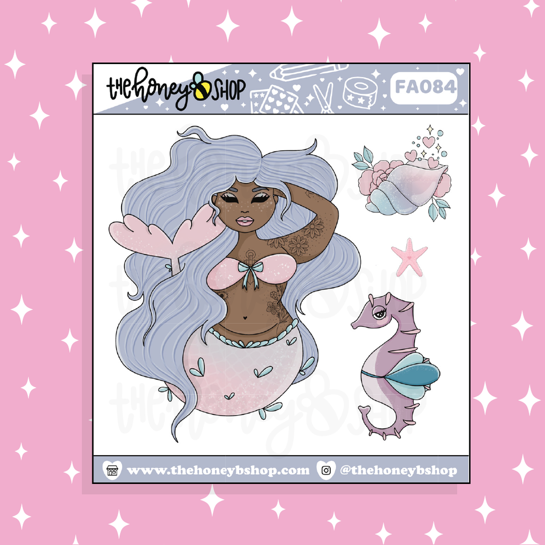 Mer-May 2.0 Mermaid + Seahorse Babe Doodle Sticker | Choose your Skin Tone!