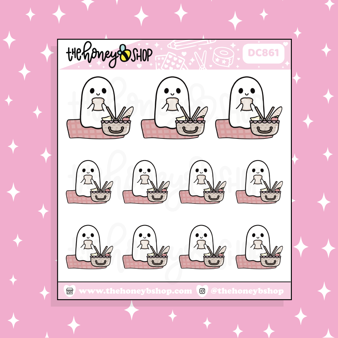 Picnic Time Ghostie Doodle Sticker