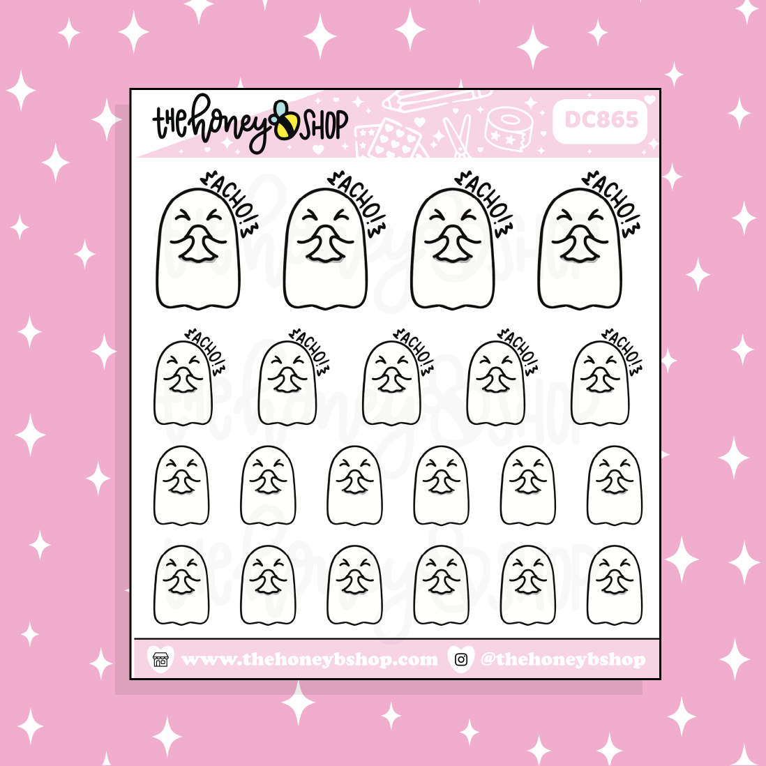 Sneezing Ghostie Doodle Sticker