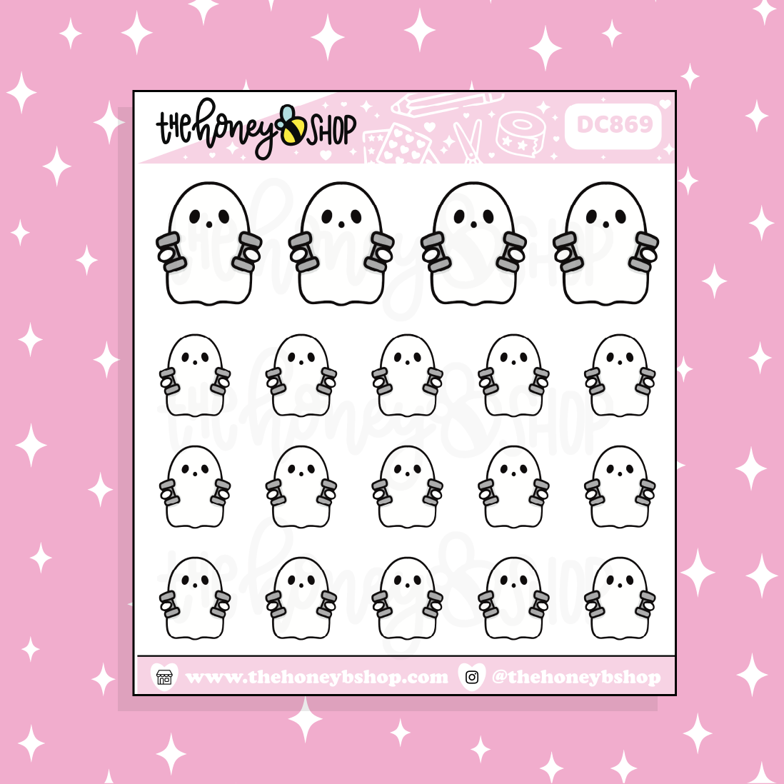 Workout Ghostie Doodle Sticker