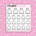 Stretching Ghostie Doodle Sticker