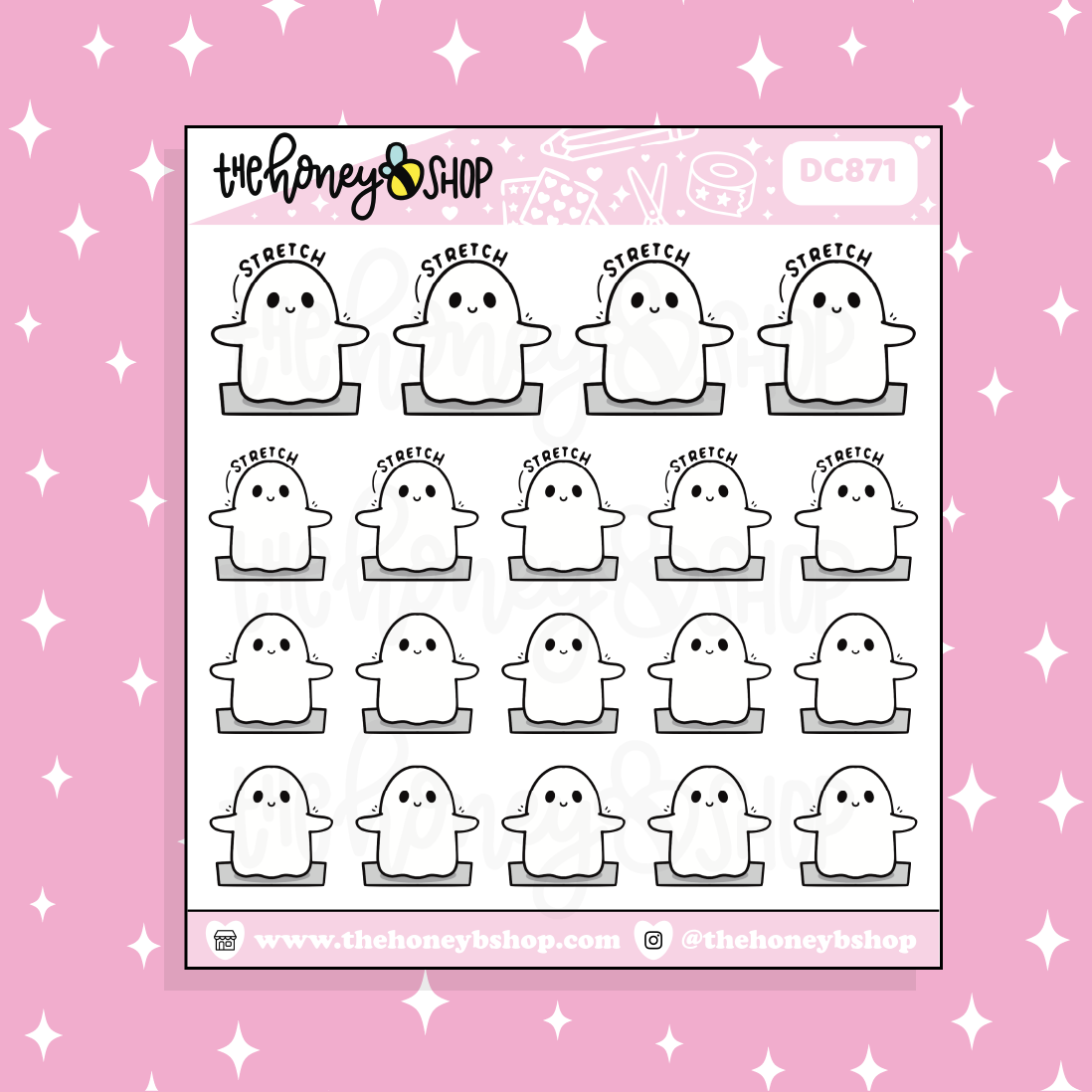 Stretching Ghostie Doodle Sticker