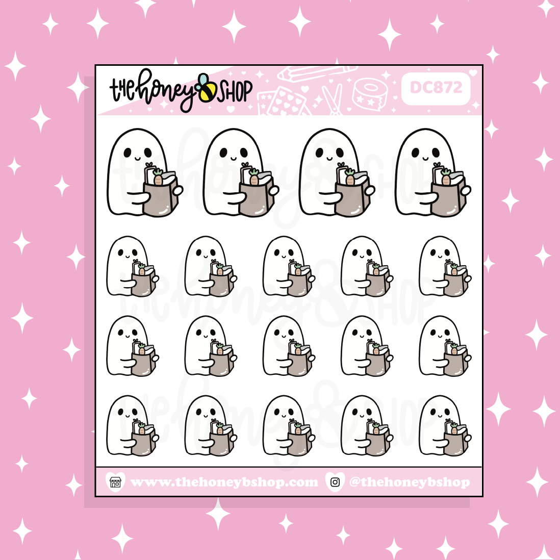 Comestibles Ghostie Doodle Pegatina