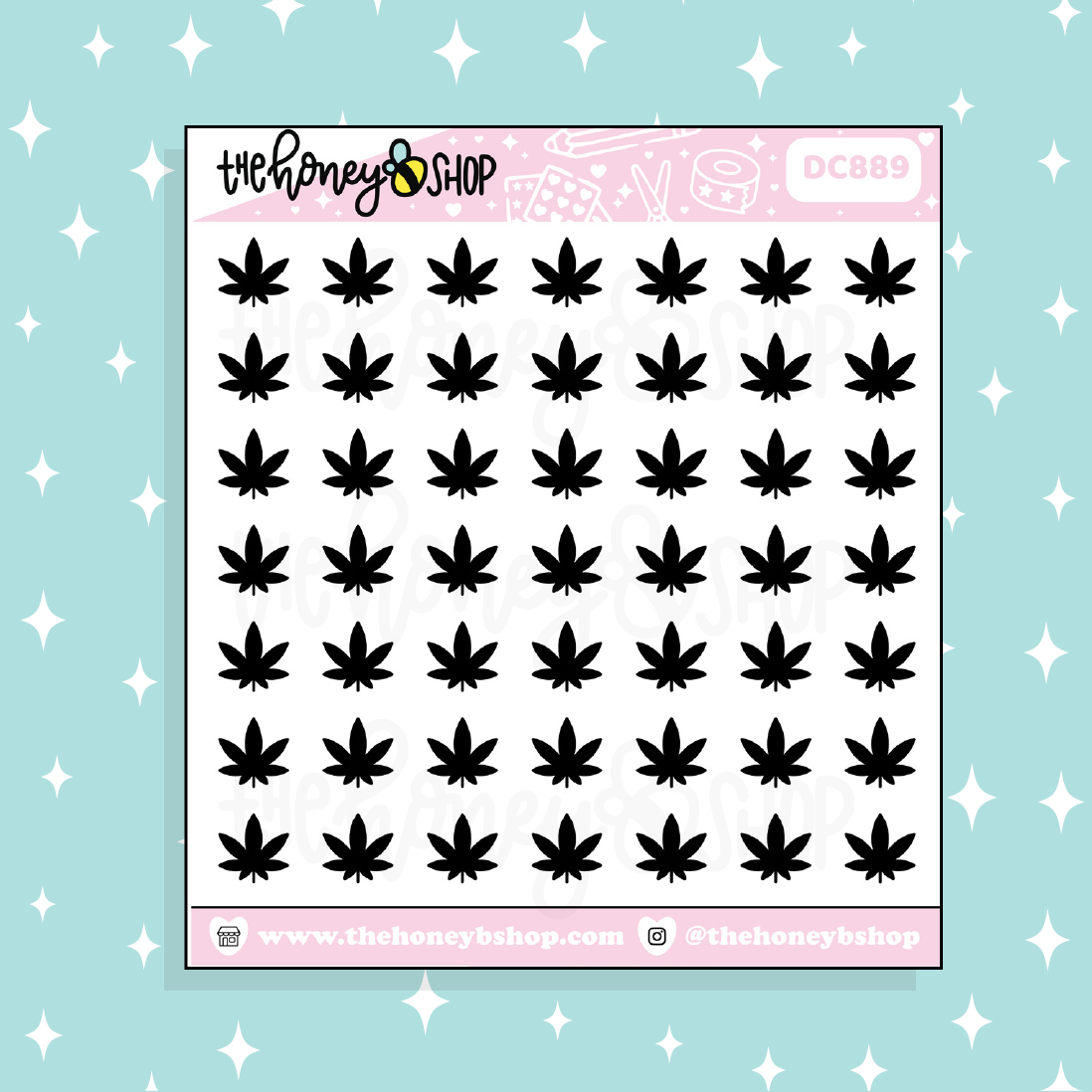 Marijuana Leaf Icon Doodle Sticker | Choose Your Color Option!