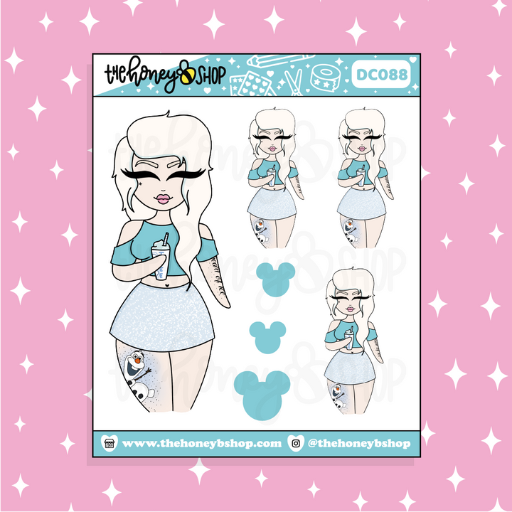 Tattooed Elsa Babe Doodle Sticker | Choose your Skin Tone!