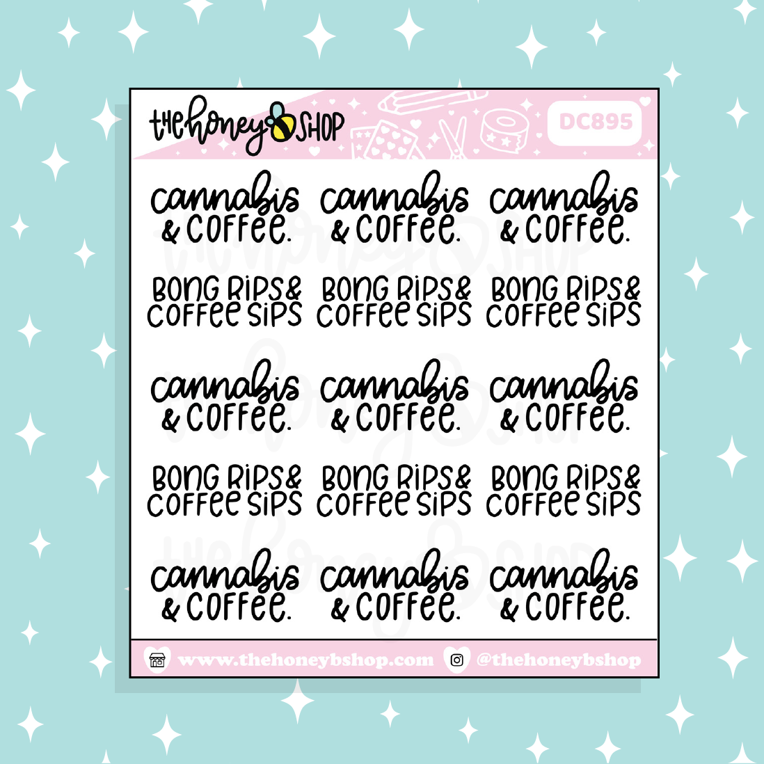 Cannabis & Coffee Doodle Sticker