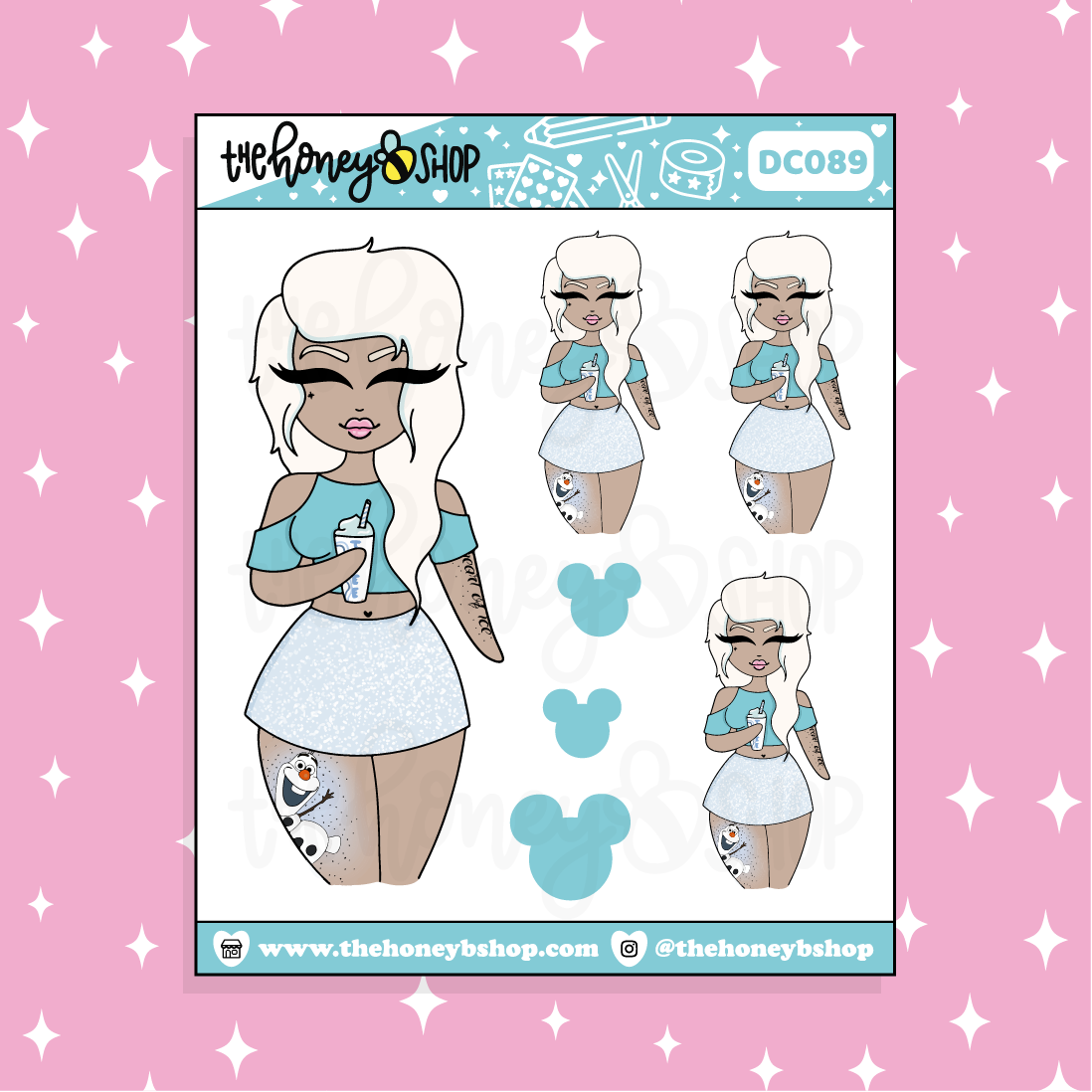 Tattooed Elsa Babe Doodle Sticker | Choose your Skin Tone!