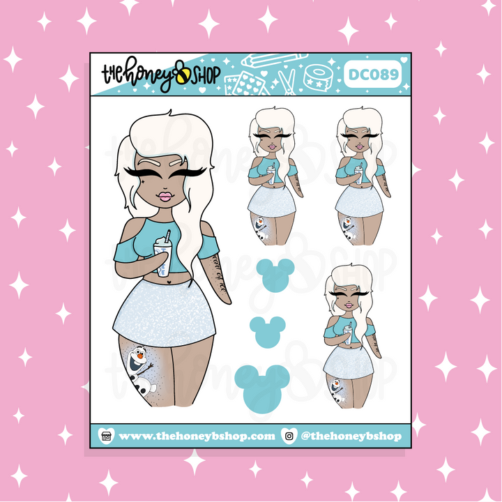 Tattooed Elsa Babe Doodle Sticker | Choose your Skin Tone!