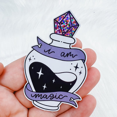 I Am Magic Potion Vinyl Sticker Die Cut | Purple Glitter Foil