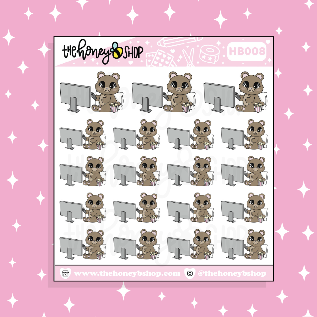 Movies + Snacks Honey Bear Doodle Sticker | Choose Your Version