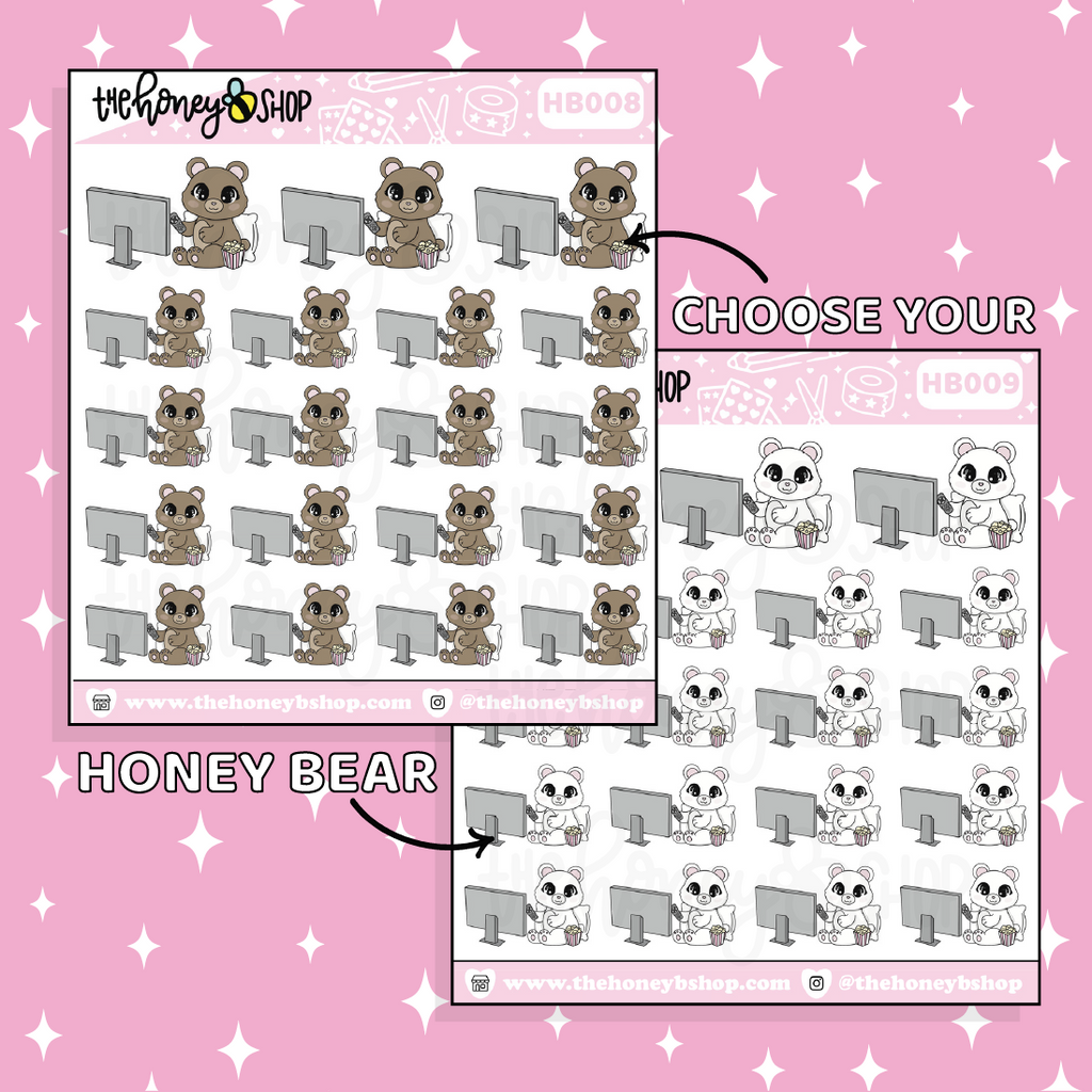 Movies + Snacks Honey Bear Doodle Sticker | Choose Your Version