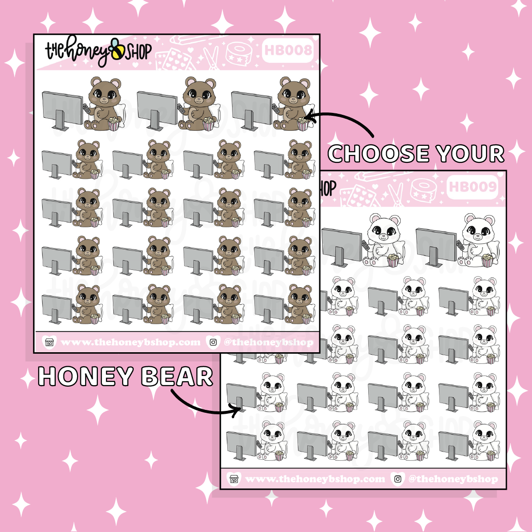 Movies + Snacks Honey Bear Doodle Sticker | Choose Your Version