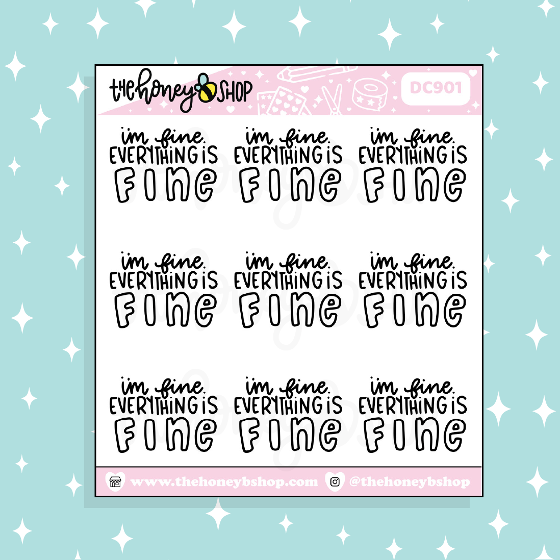 I'm Fine, Everything is Fine Doodle Sticker