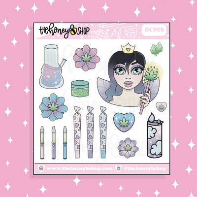 Weed Fairy Babe Doodle Sticker | Choose your Skin Tone!