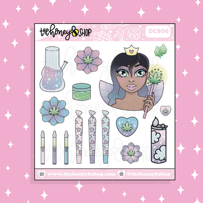 Weed Fairy Babe Doodle Sticker | Choose your Skin Tone!