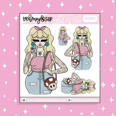 Princess Pink Babe Doodle Sticker | Choose your Skin Tone!