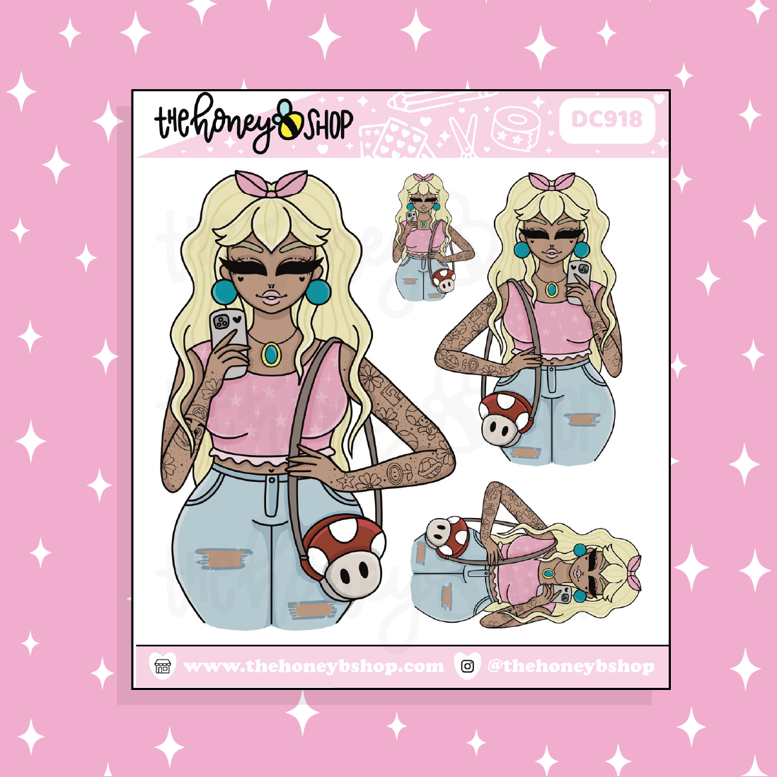 Princess Pink Babe Doodle Sticker | Choose your Skin Tone!
