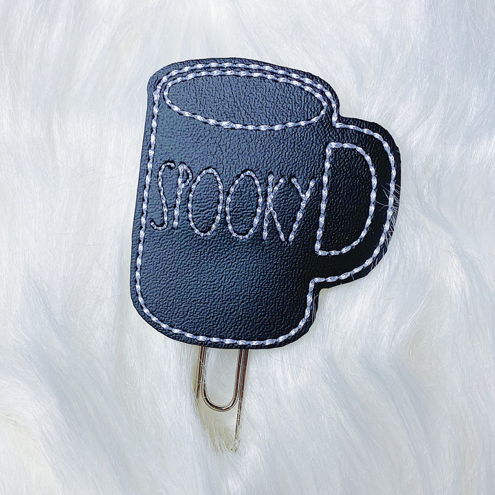 Black Spooky Mug Feltie Planner Clip