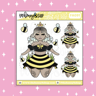 Bumble Queen Babe Doodle Sticker | Choose your Skin Tone!