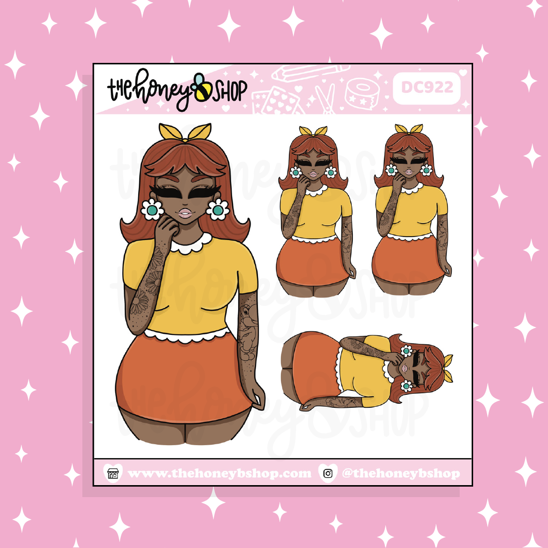 Princess Yellow Babe Doodle Sticker | Choose your Skin Tone!