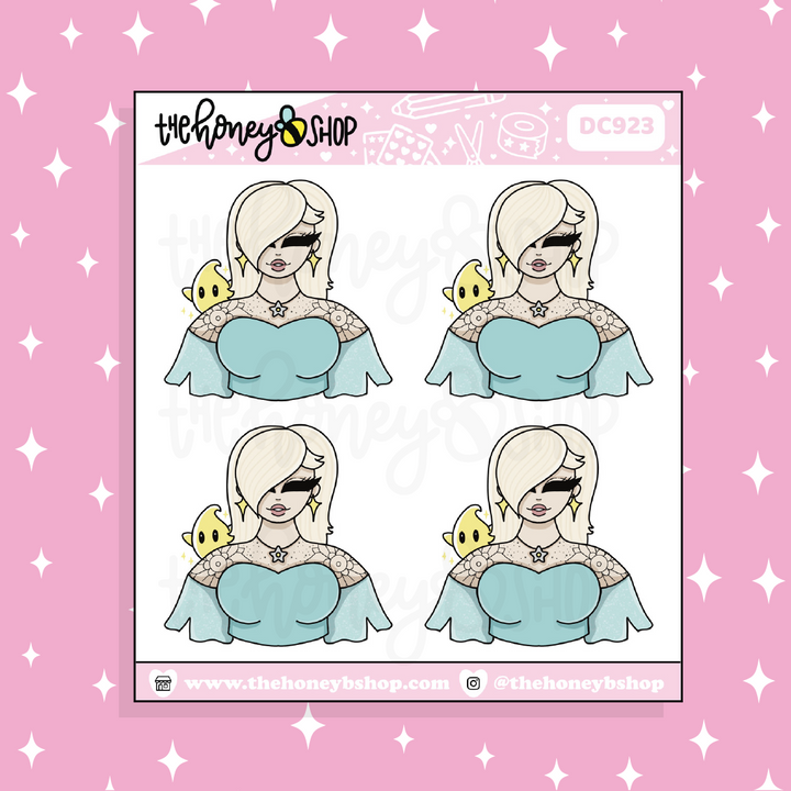 Princess Blue Babe Doodle Sticker | Choose your Skin Tone!