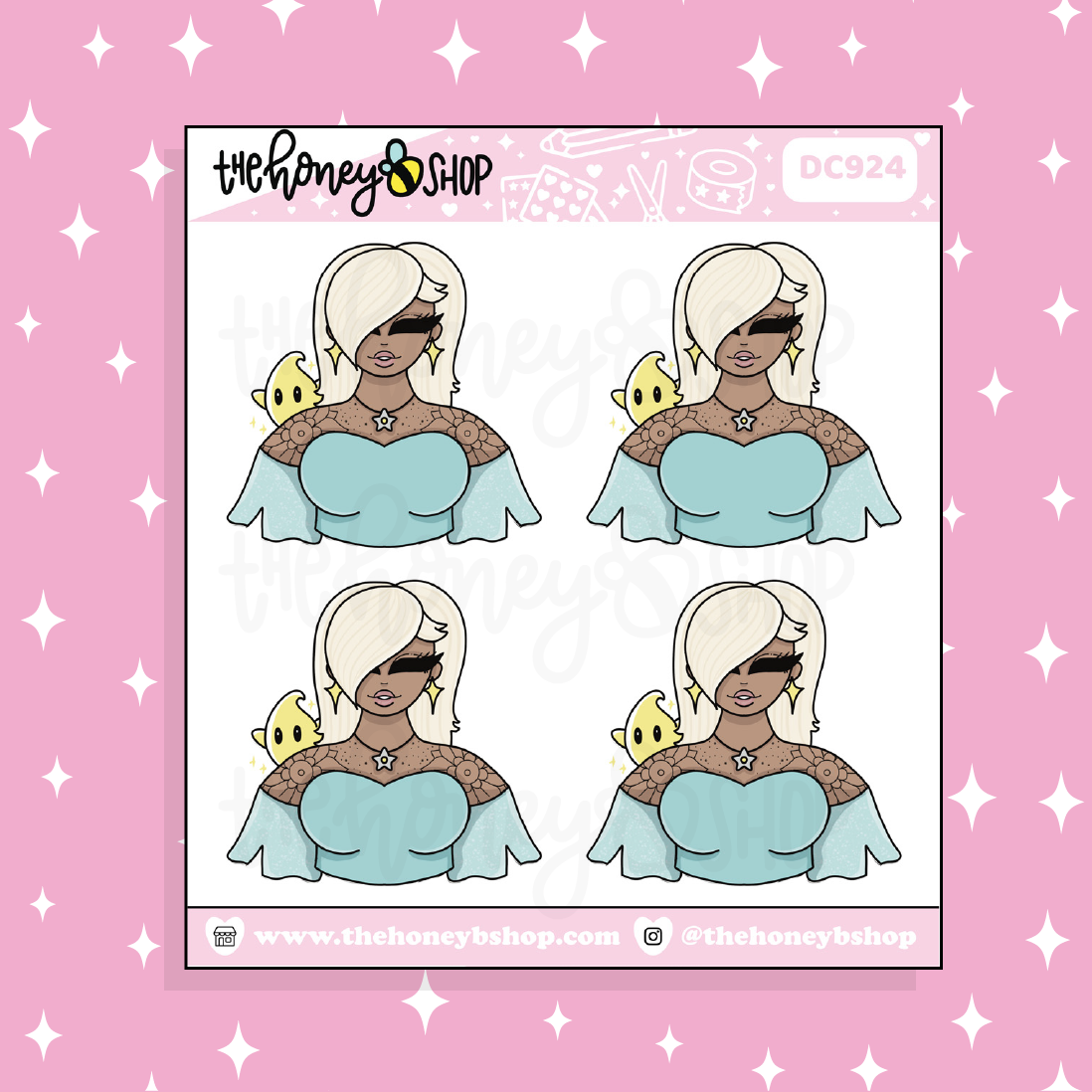 Princess Blue Babe Doodle Sticker | Choose your Skin Tone!
